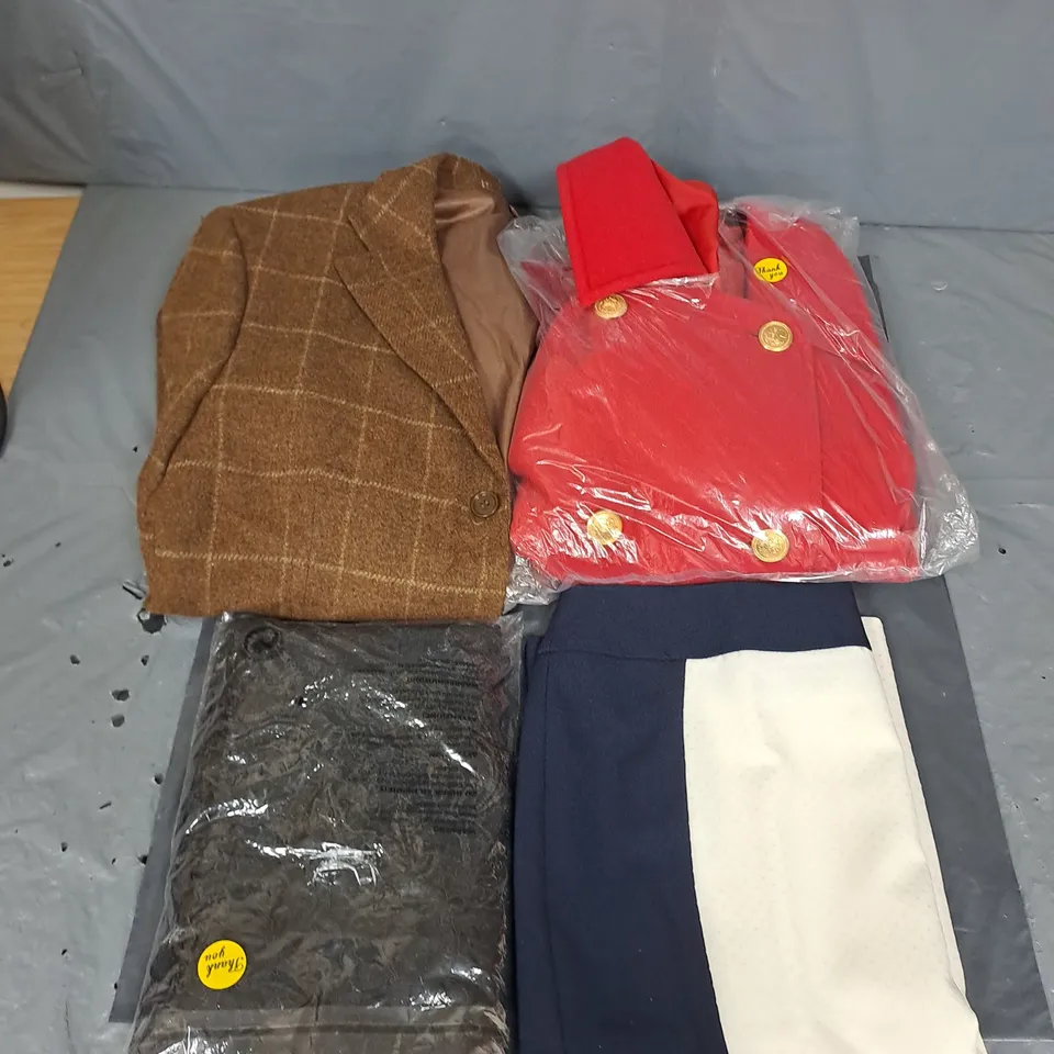 BOX OF APPROXIMATELY 4 ASSORTED CLOTHING AND FASHION ITEMS - VARIOUS COLOURS, SIZES AND STYLES