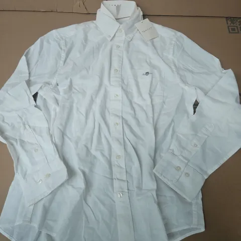 GANT REG COTTON LINEN SHIRT IN WHITE - MEDIUM