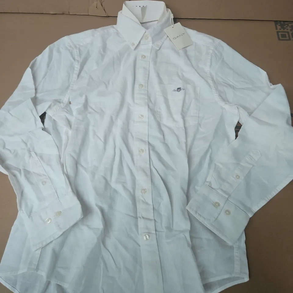 GANT REG COTTON LINEN SHIRT IN WHITE - MEDIUM