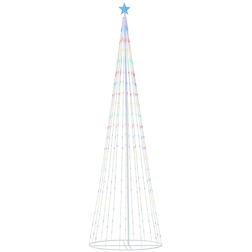 Neo 10ft White Waterfall LED Outdoor Christmas Tree Light Remote Cascading Star Tree with 5m Lead Multi Function Modes Garden