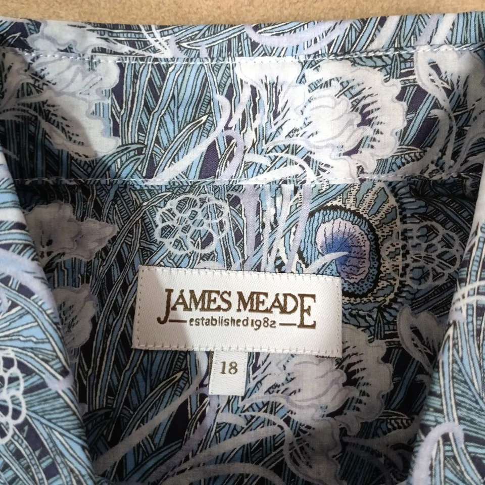 JAMES MEADE LUCIA BLOUSE – WOMEN'S BLUE FLORAL PRINT, UK SIZE 18