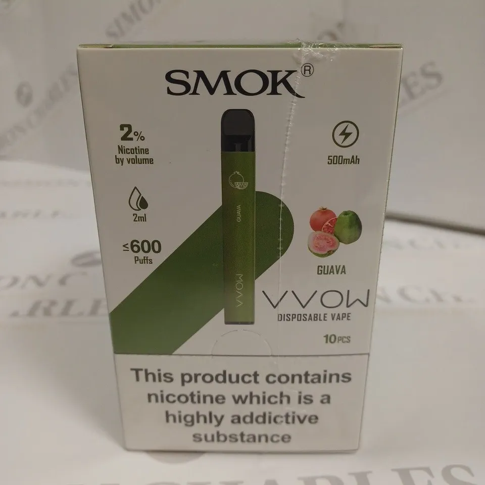 SEALED SMOK VVOW 10-PACK OF DISPOSABLE VAPES - GUAVE