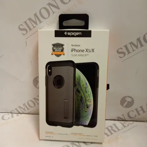 BOX OF APPROXIMATLEY 80 SPIGEN IPHONE X/XS SLIM ARMOUR CASES