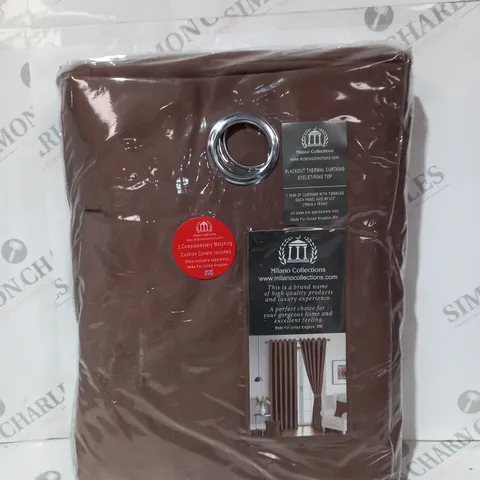 MILANO COLLECTIONS BLACKOUT THERMAL EYELET CURTAINS IN BROWN