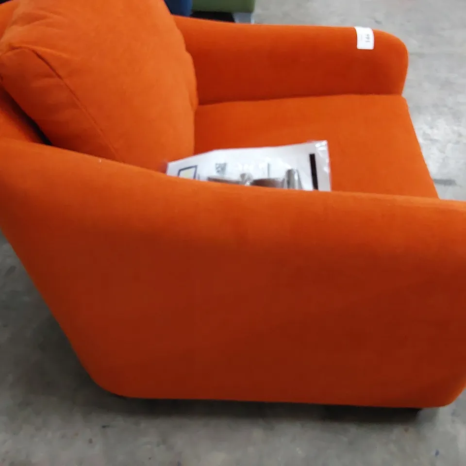 QUALITY BRITISH DESIGNER LOUNGE Co. TUB EASY CHAIR TANGARINE PLUSH FABRIC