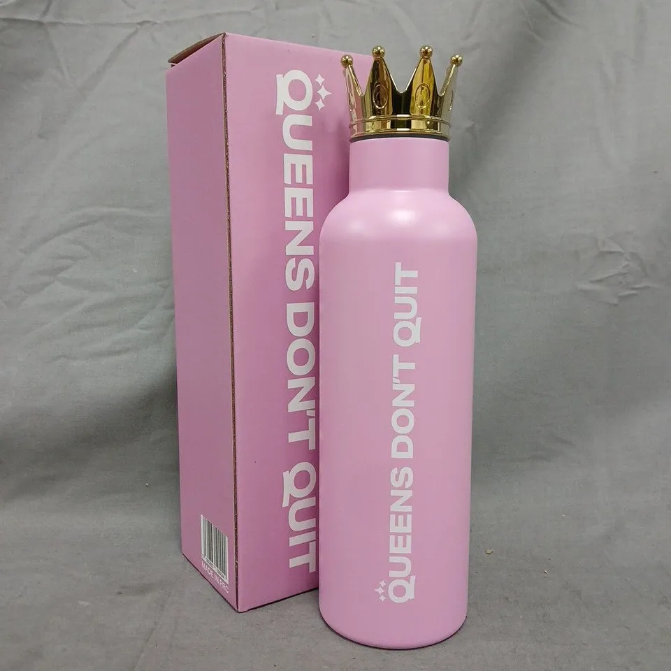 BOXED QUEENS DON'T QUIT LIMITED EDITION CROWN WATER BOTTLE IN PINK