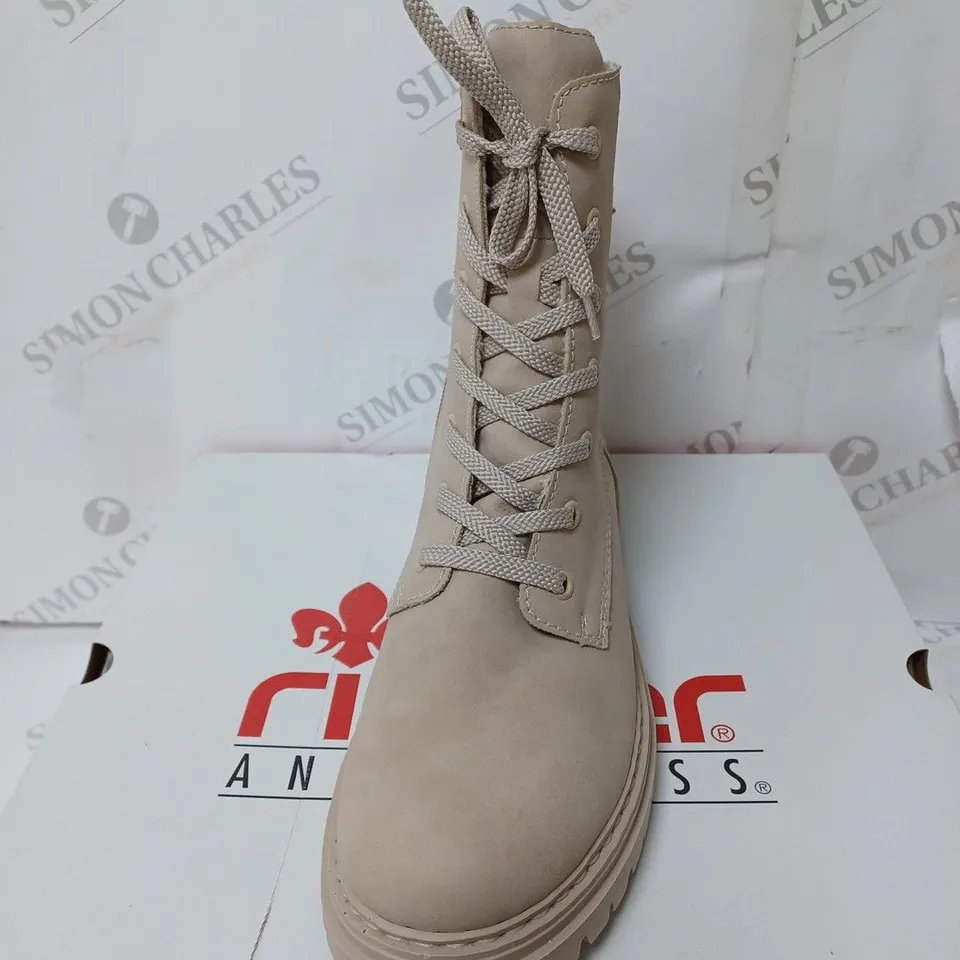 BOXED RIEKER LACE BOOTS, CREAM - SIZE 6