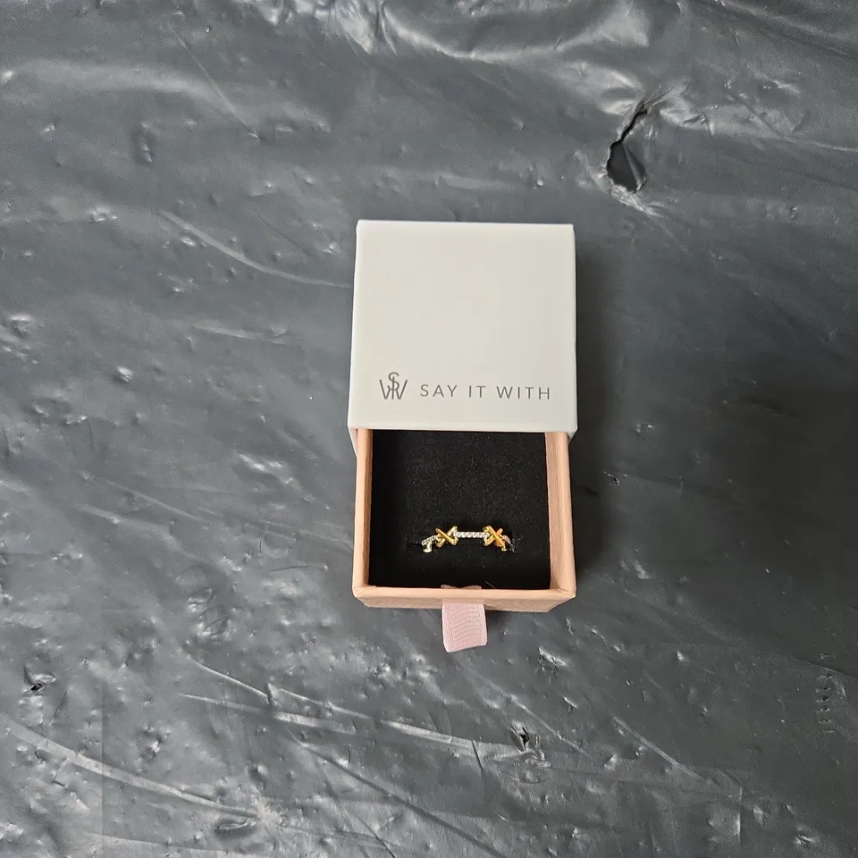 SAY IT WITH KISS BAND RING - GOLD & SILVER