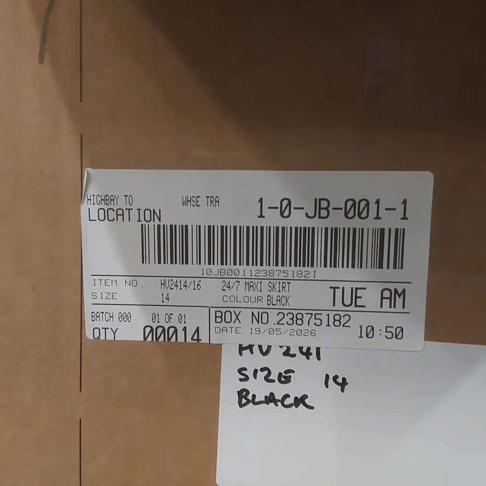 BOX CONTAINING APPROXIMATELY 14x BRAND NEW JD WILLIAMS BLACK 24/7 MAXI SKIRT - SIZE 14