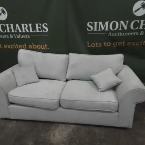 DESIGNER LIGHT GREY FABRIC THREE SEATER SOFA