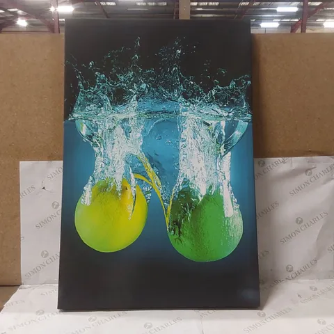 BOXED LEMON AND LIME KITCHEN PICTURE BLACK - WRAPPED CANVAS ART PRINTS