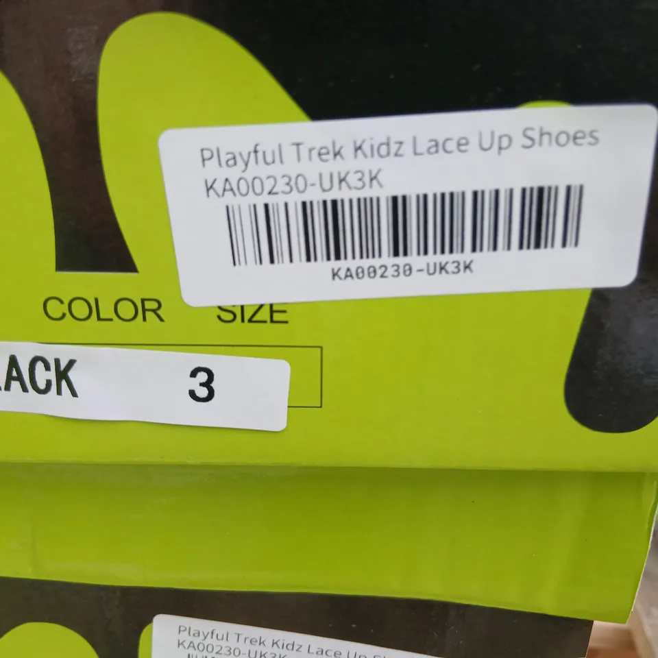 KOI KIDZ PLAYFUL TREK KIDZ LACE UP SHOES – BLACK, UK 3 (KID)