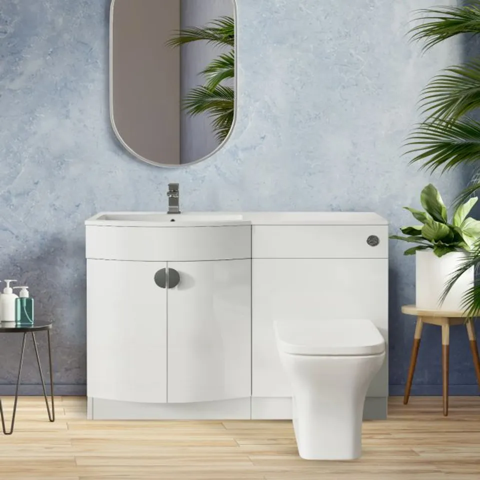 BOXED P SHAPE BASIN UNIT FOR HANDED MODEL 63CM X 48CM X 84CM