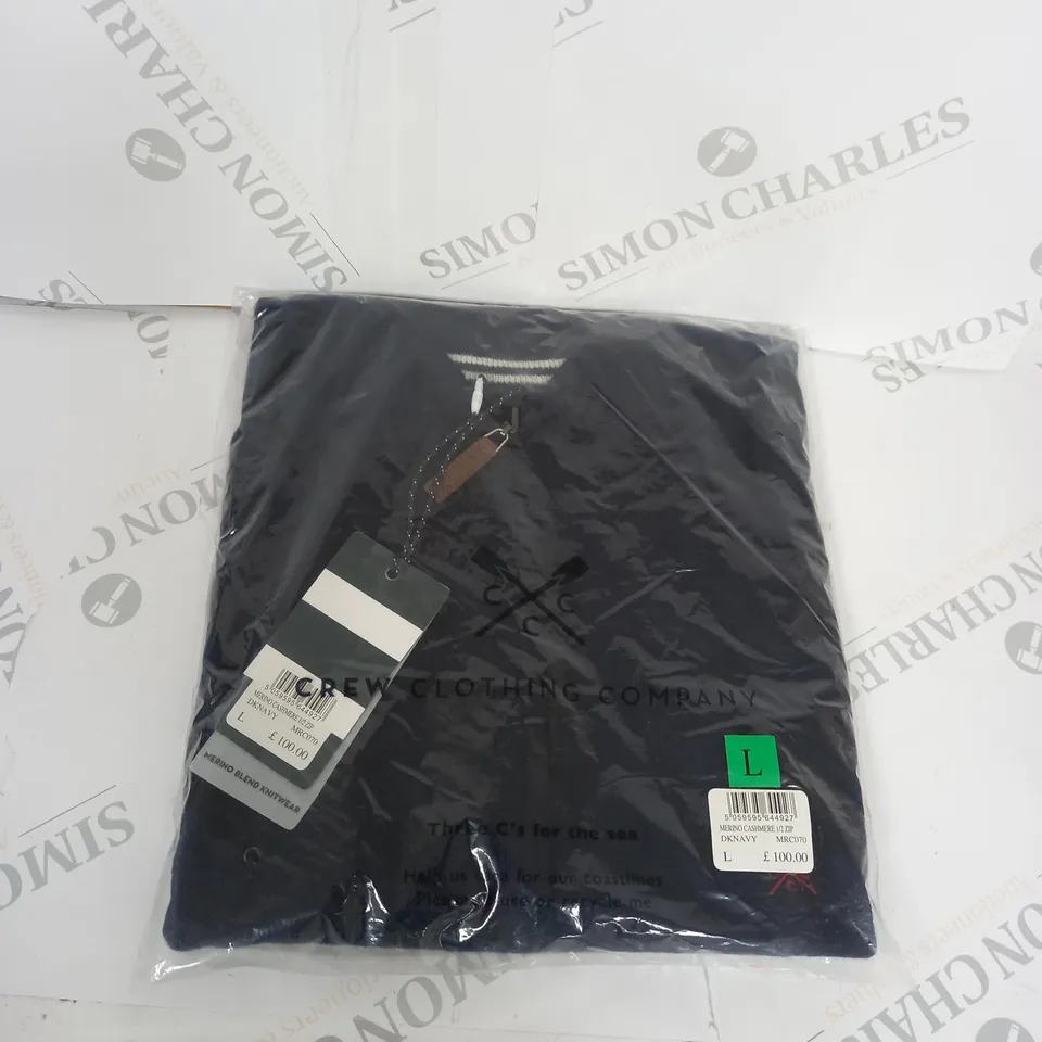 BAGGED CREW CLOTHING COMPANY CASHMERE HALF ZIP FLEECE SIZE L