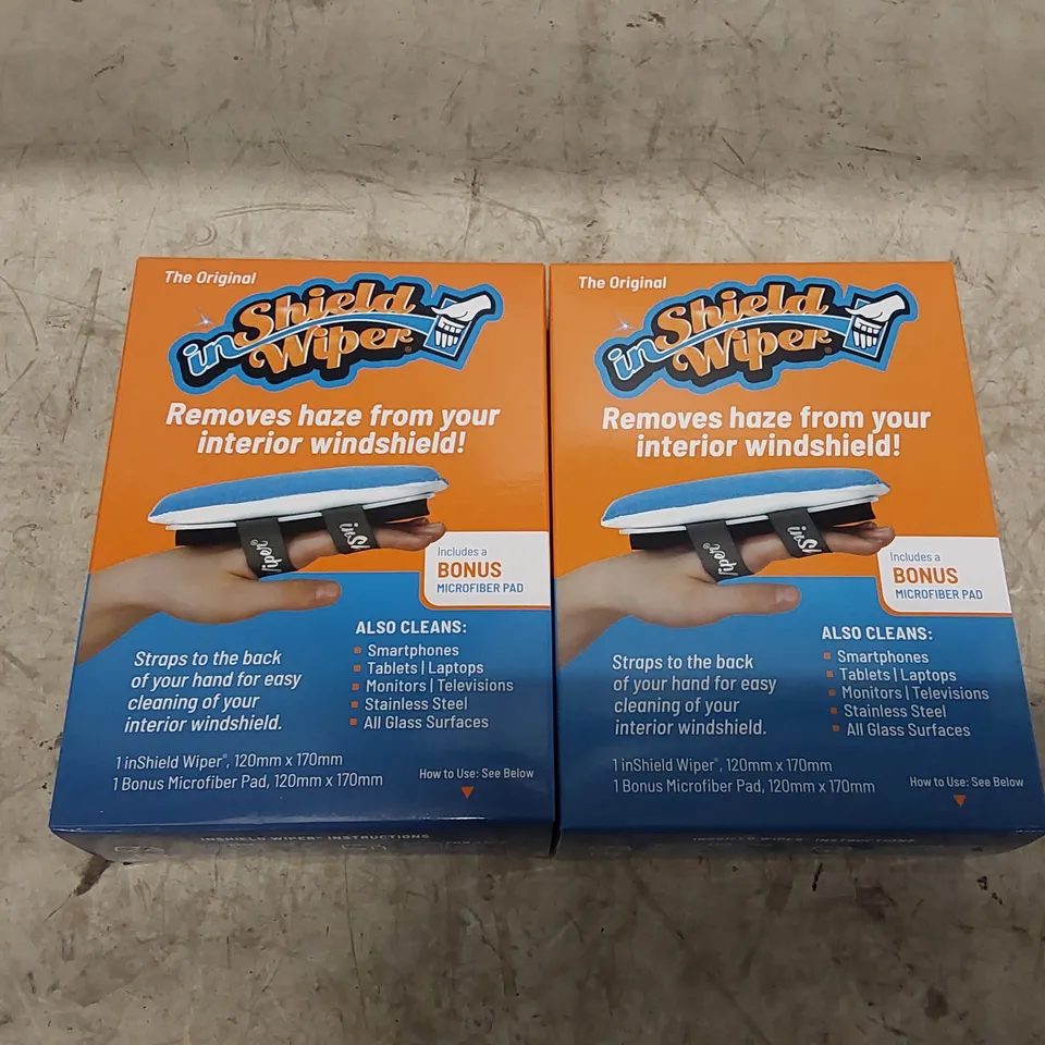 BOXED INSHIELD WIPER SET OF 2 MULTI-USE MICROFIBRE CLEANSERS (1 BOX)
