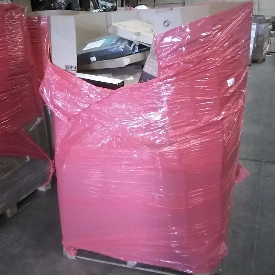 PALLET OF ASSORTED ITEMS INCLUDING GEL SEAT CUSHION, LED CEILING LIGHT, KITCHEN UTENSIL RACK, MINI FRIDGE, LAPTOP LAP STAND 