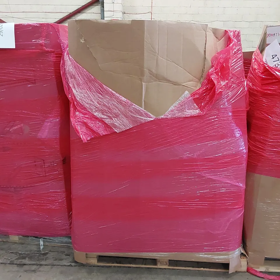 PALLET OF ASSORTED ITEMS INCLUDING: OFFICE CHAIR, VACUUM CLEANER, SENSOR BIN, LAPTOP DESK, FABRIC WARDROBE 