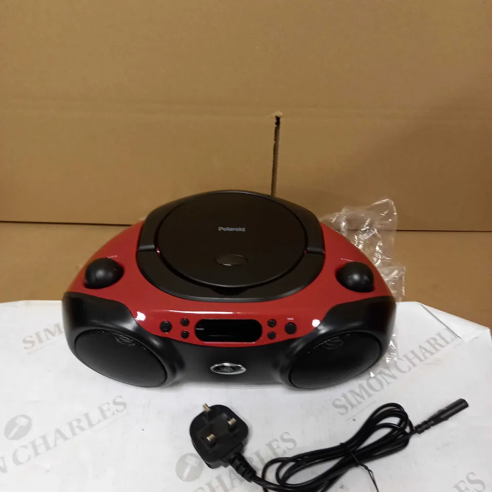 POLAROID BLUETOOTH CD BOOMBOX BLACK/RED 