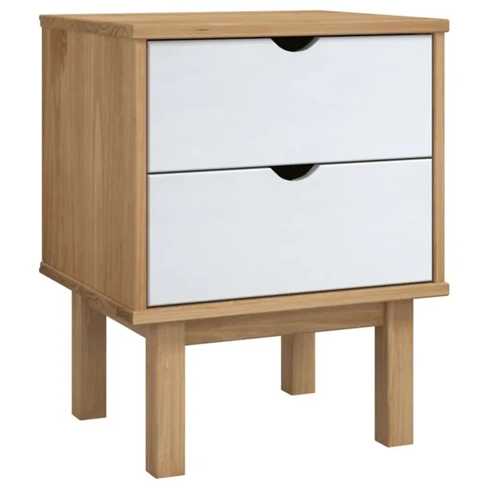 BOXED JILLI BEDSIDE CABINET OTTA 45 X 39 X 57cm SOLID WOOD PINE (1 BOX)