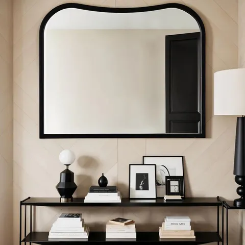 BOXED GARDA - IRREGULAR WALL MIRROR - BLACK - 80X65CM