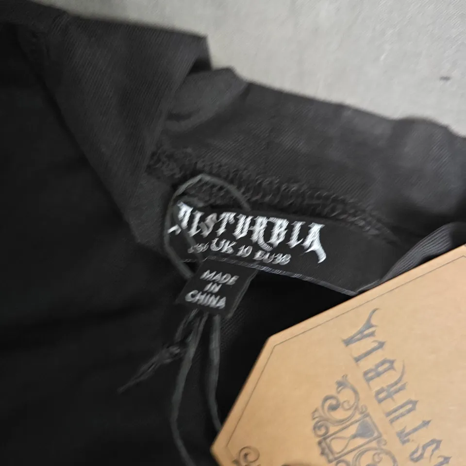 DISTURBIA SHORT SLEEVE JINX MESH TOP IN BLACK - UK 10