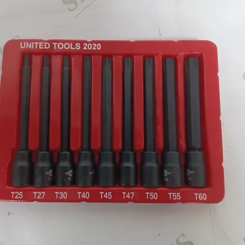 BOXED UNITED TOOLS 9PC LONG IMPACT TORK BIT SOCKET SET