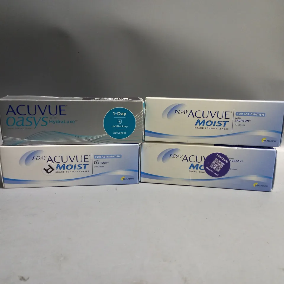 APPROXIMATELY 20 ASSORTED ACUVUE 30PCS DISPOSABLE CONTACT LENSES