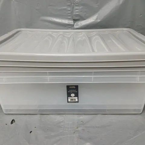 LOT OF 3 UNDERBED STORAGE BOXES IN CLEAR/GREY 32L