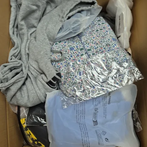 LARGE BOX OF APPROXIMATELY 25 ASSORTED CLOTHING ITEMS IN VARIOUS COLOURS, STYLES AND SIZES - COLLECTION ONLY