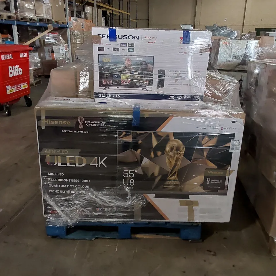 PALLET OF APPROXIMATELY 8 ASSORTED TELEVISIONS TO INCLUDE 