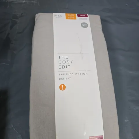 M&S THE COSY EDIT BRUSHED COTTON BEDSET – SINGLE (DUVET COVER & PILLOWCASE)