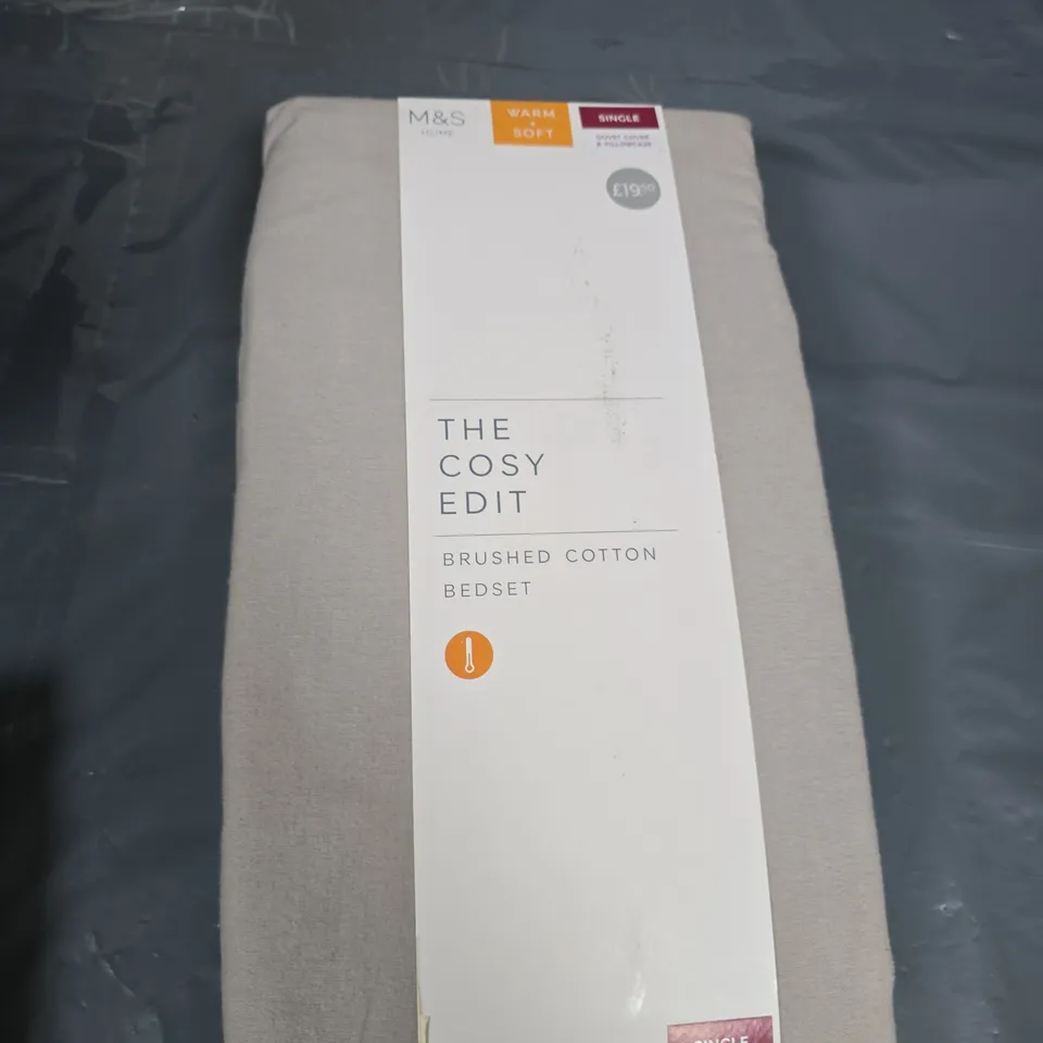 M&S THE COSY EDIT BRUSHED COTTON BEDSET – SINGLE (DUVET COVER & PILLOWCASE)