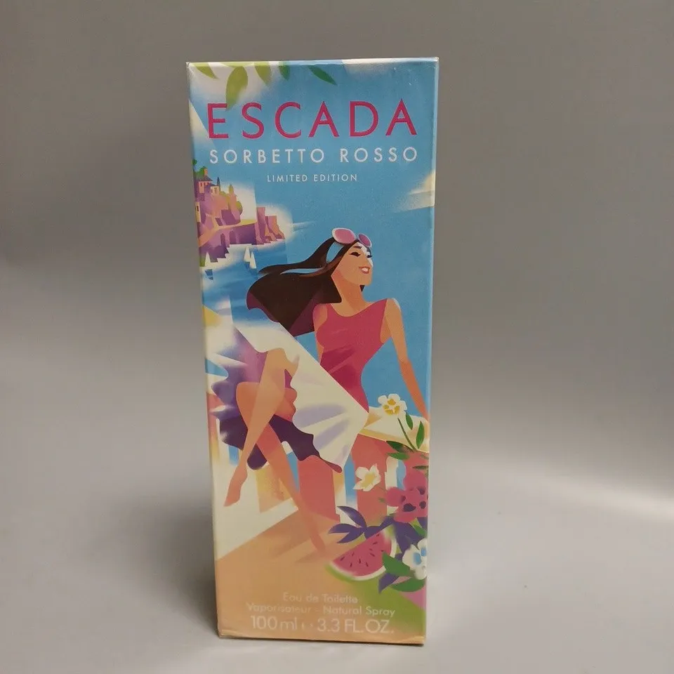 BOXED AND SEALED ESCADA SORBETTO ROSSO LIMITED EDITION EAU DE TOILETTE 100ML 