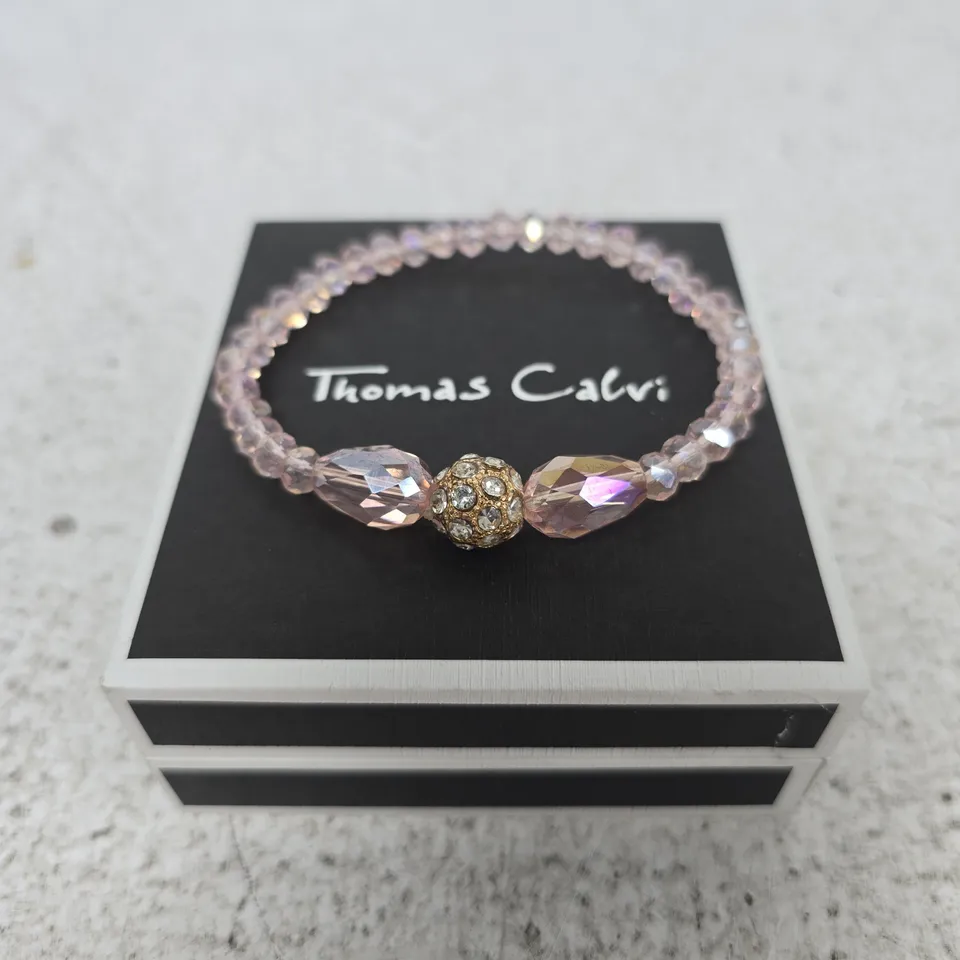 THOMAS CALVI CRYSTAL BRACELET – PINK FACETED BEADS