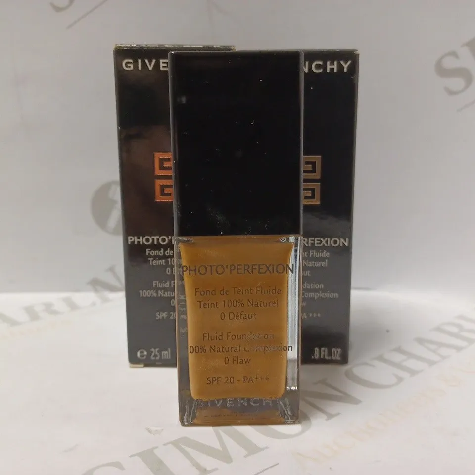 LOT OF 2 X 25ML GIVENCHY PHOTO PERFEXION FLUID FOUNDATION SPF20 - 9 PERFECT SPICE