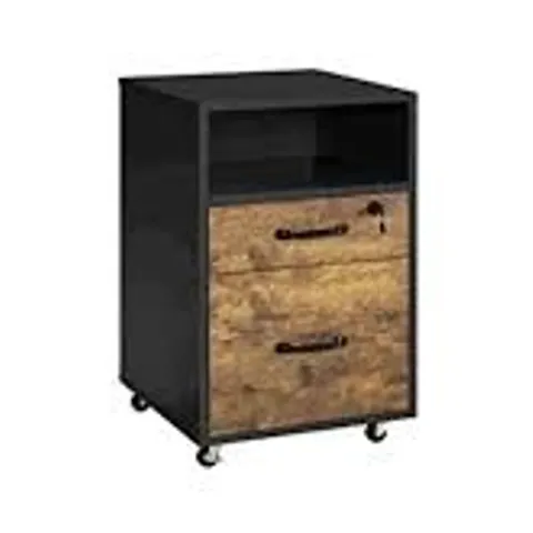 BOXED 2 DRAWER FILING CABINET - RUSTIC BROWN (1 BOX)