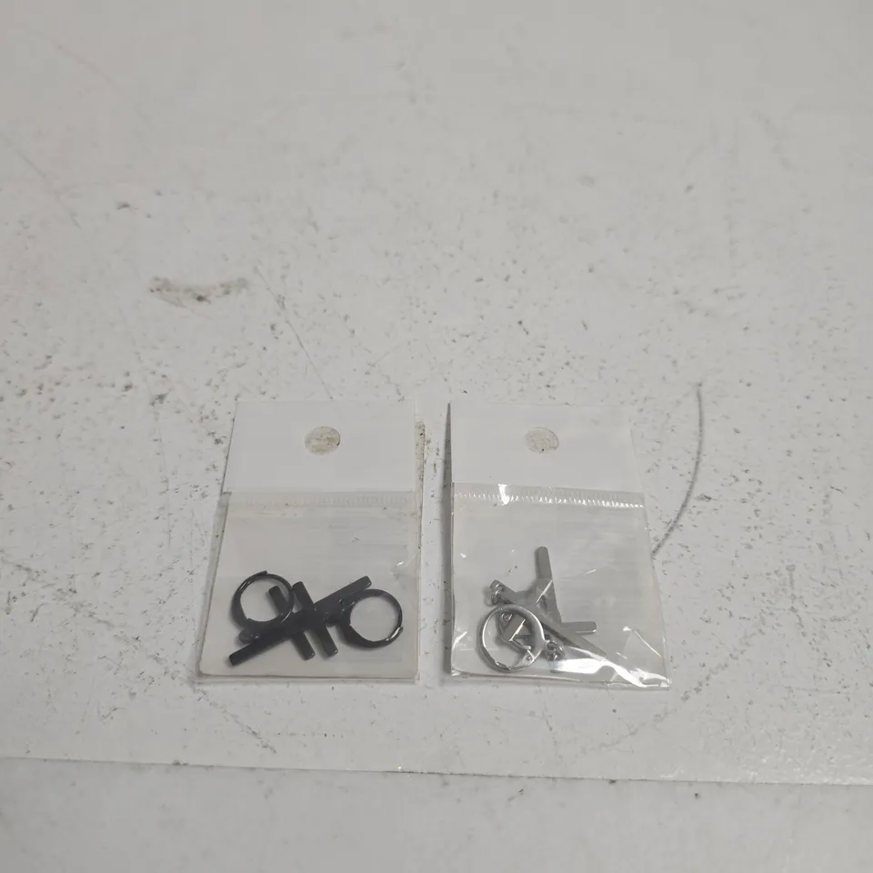 BOX OF APPROXIMATELY 20 CROSS EARRINGS IN BLACK AND SILVER