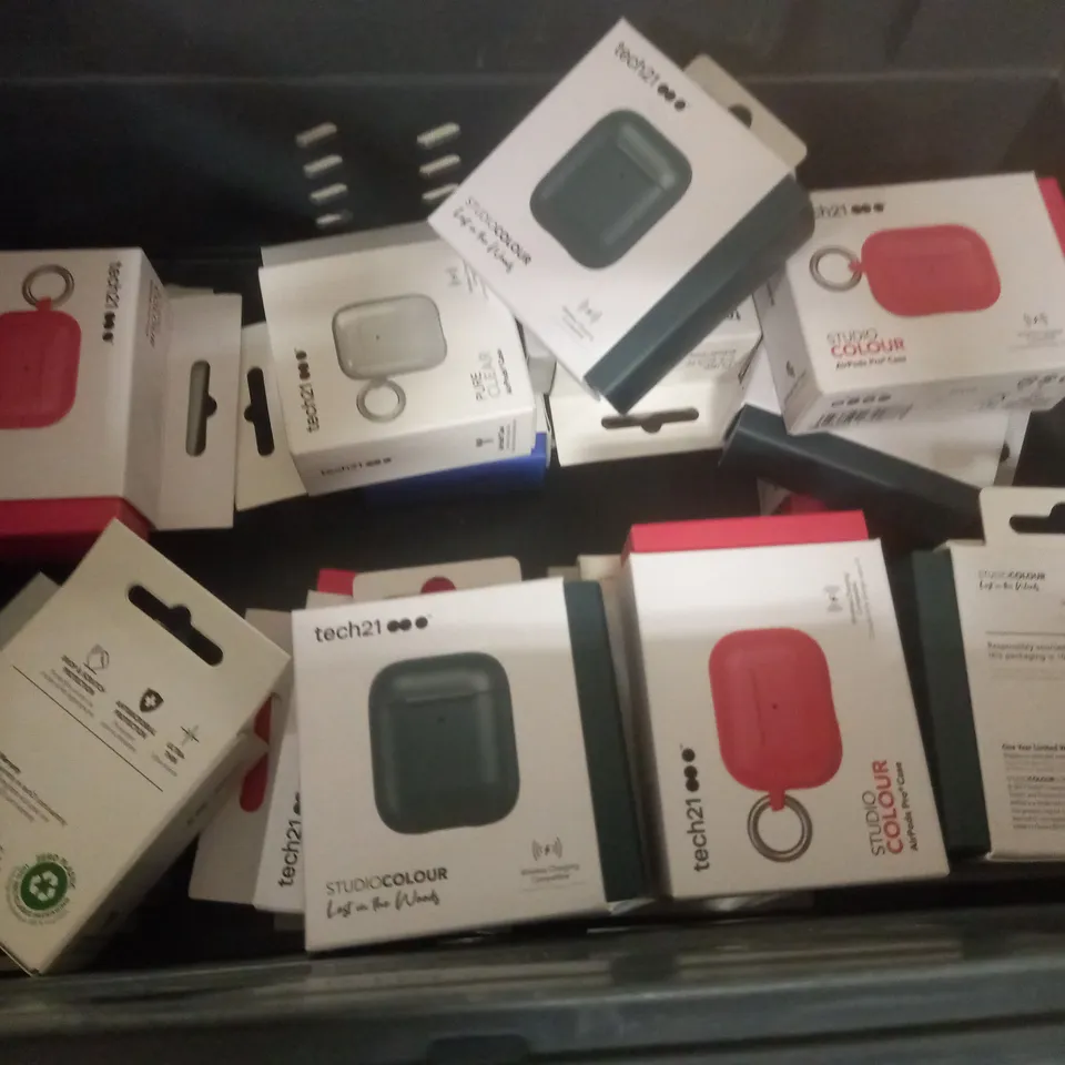 LOT OF APPROXIMATELY 28 BRAND NEW TECH21 STUDIO COLOUR AIRPOD AND AIRPOD PRO CASES - VARIOUS COLOURS