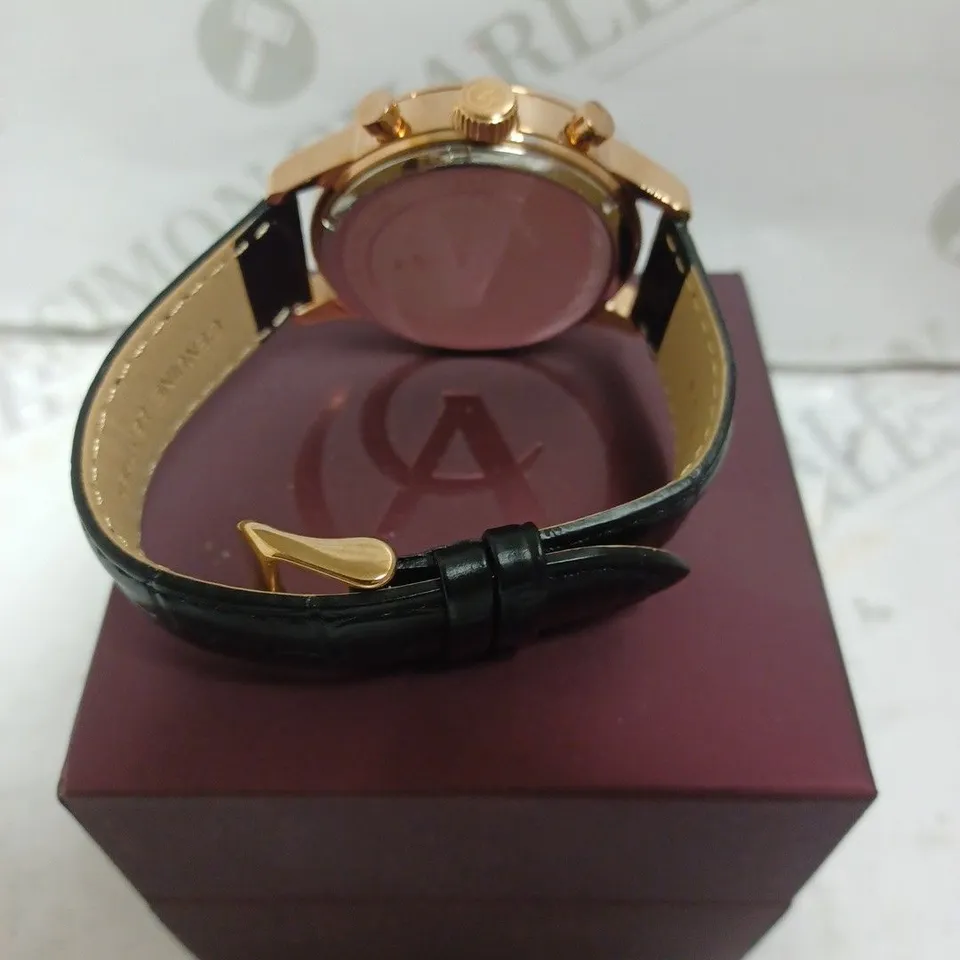 BOXED ACCURIST GENTS CHRONOGRAPH WATCH WITH GENUINE LEATHER STRAP - JAPAN MOVEMENT - 5 ATM. 