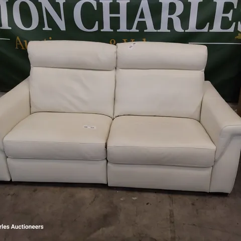 QUALITY ITALIAN DESIGNER ADRIANO POWER RECLINING THREE SEATER SOFA WHITE LEATHER