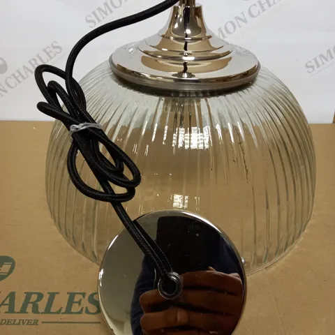 DAR LIGHTING YAMBOL PENDANT POLISHED NICKEL CLEAR GLASS LIGHT FIXTURE