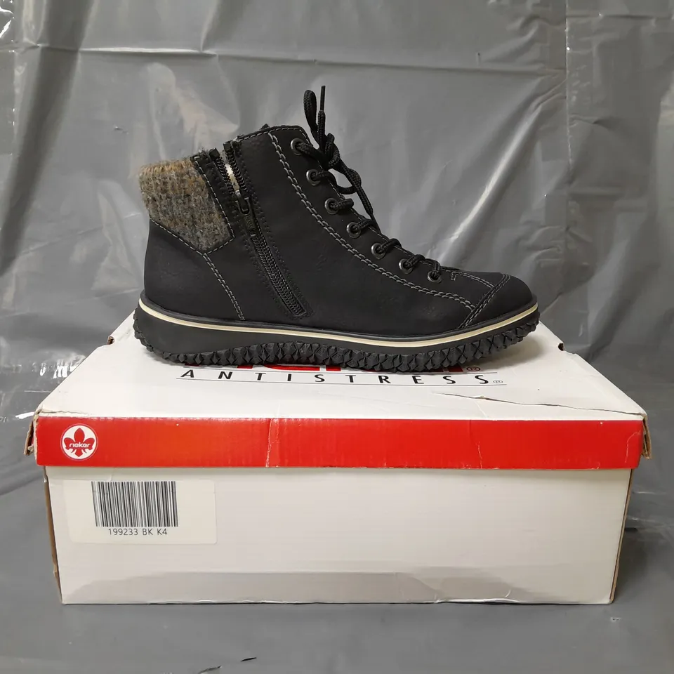 RIEKER LACE UP ANKLE BOOTS BLACK 4