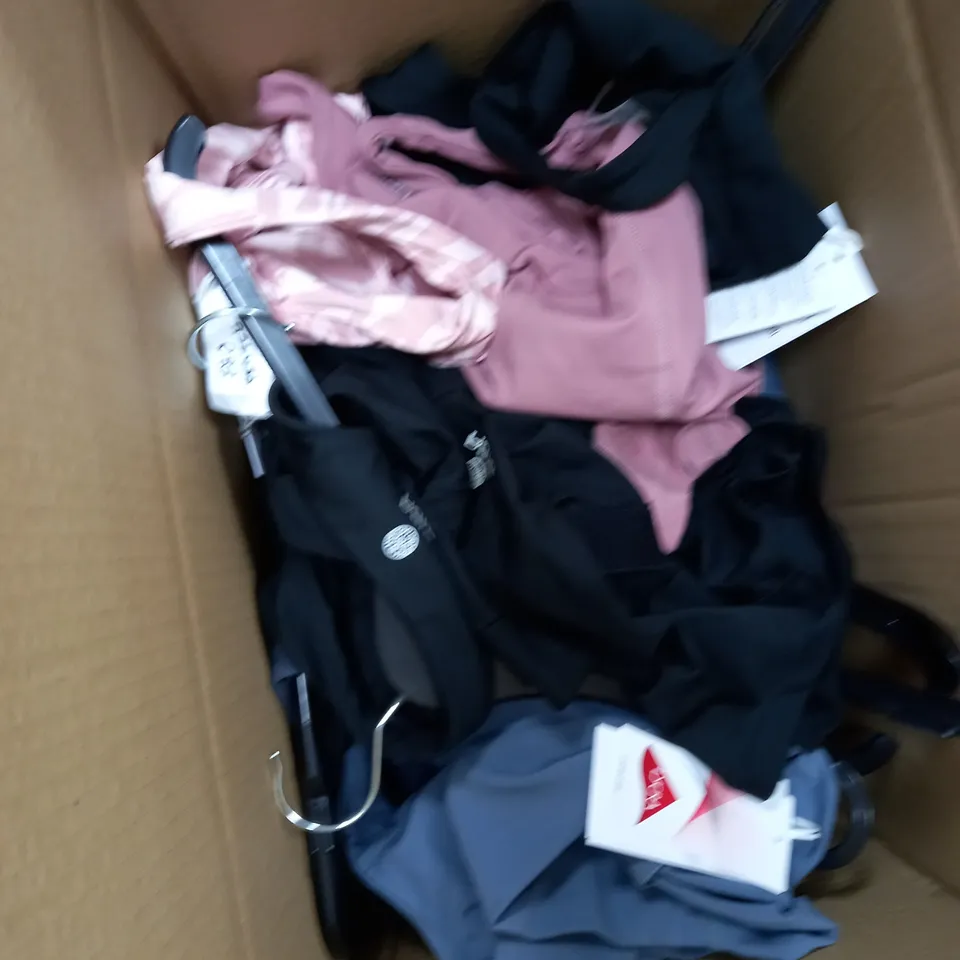 BOX OF ASSORTED CLOTHES APPROXIMATELY 15 TO INCLUDE WOMEN'S SPORTSWEAR