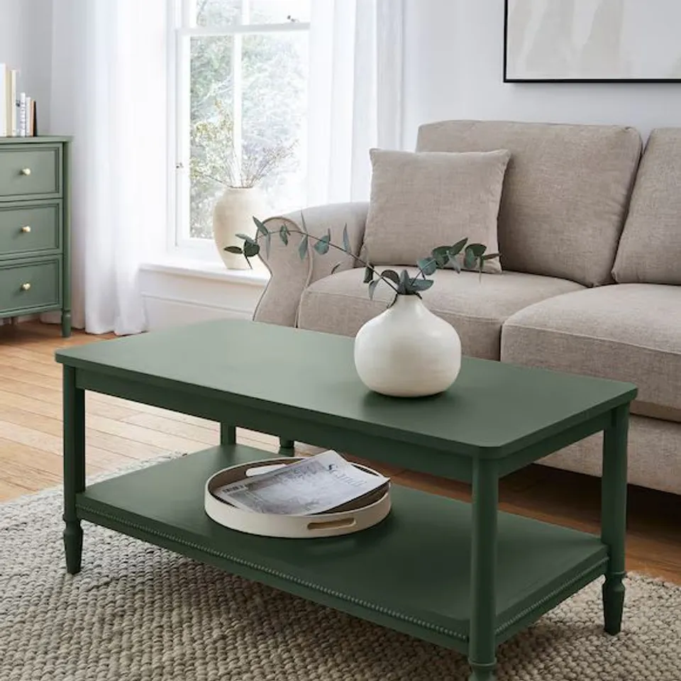 DARCY BOBBIN TRIM COFFEE TABLE GREEN