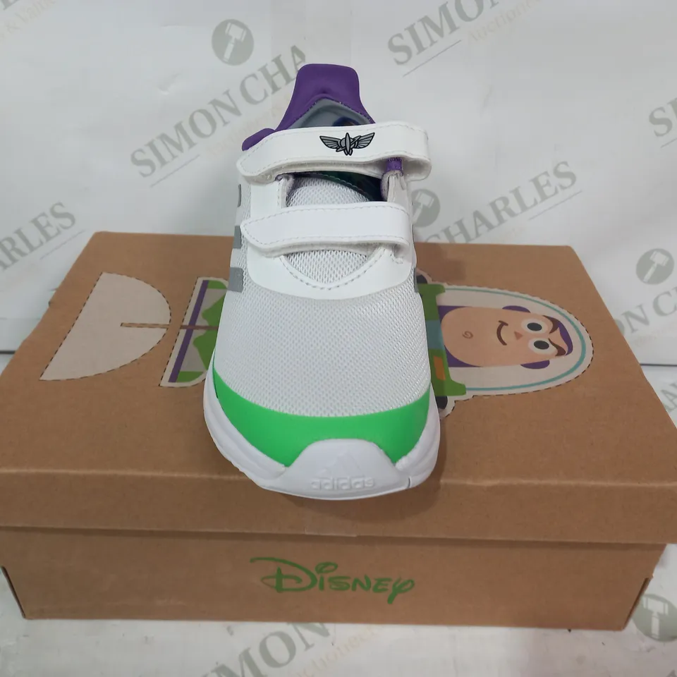 BOXED PAIR OF ADIDAS DISNEY FORTARUN BUZZ CF K KIDS SHOES UK SIZE 1.5