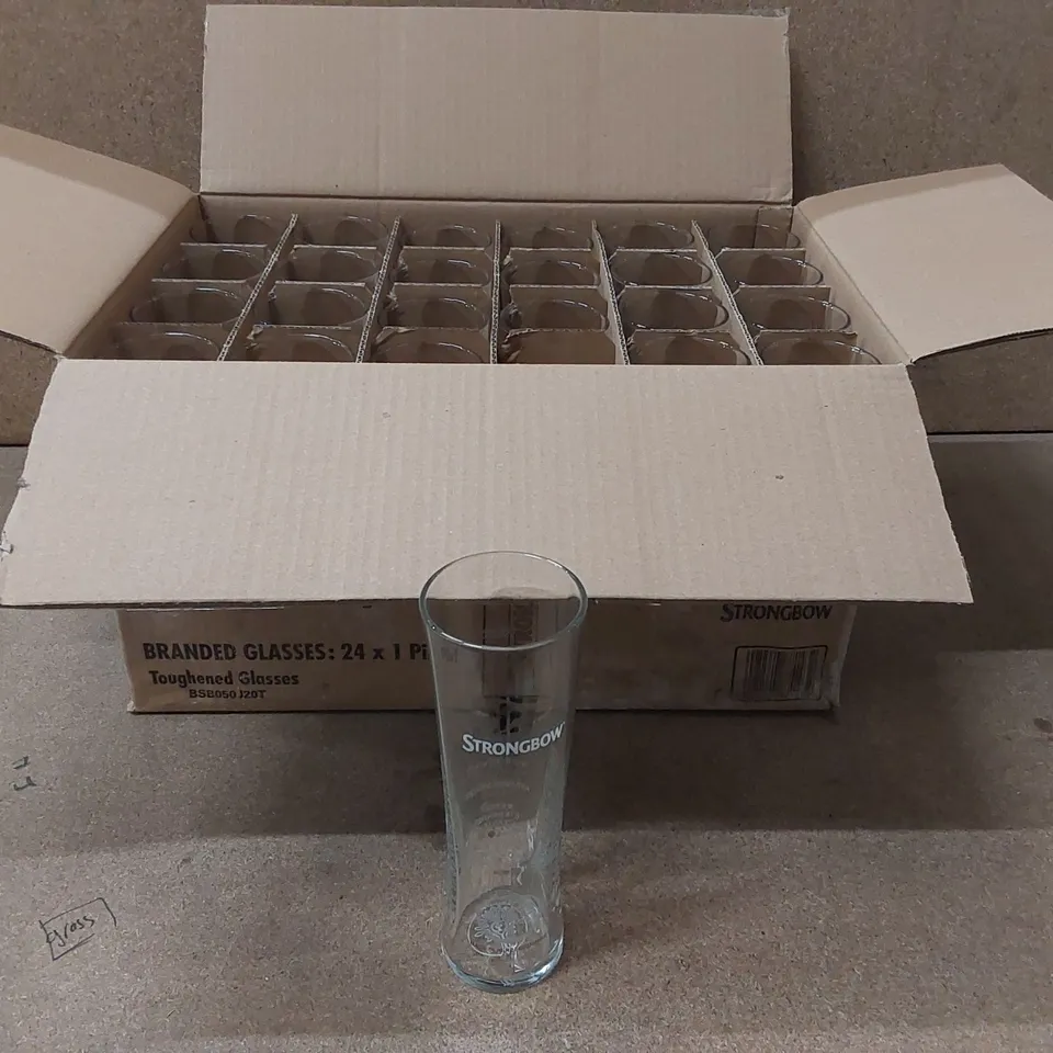 BOX OF APPROXIMATELY 24x STRONGBOW PINT GLASSES