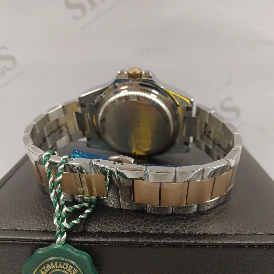 GAMAGES OF LONDON LIMITED EDITION HAND ASSEMBLED SPORTS ELEMENT AUTOMATIC TWO TONE WATCH RRP £705