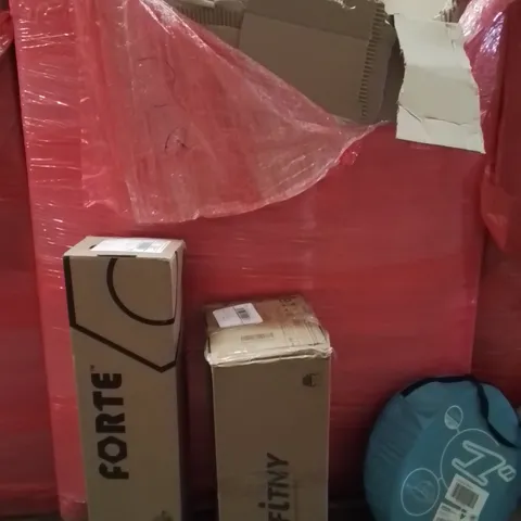 PALLET OF ASSORTED HOUSEHOLD GOODS AND PRODUCTS TO INCLUDE;POPUP TENT,GYMNASTICS AIR MAT,HEDGE TRIMMER
