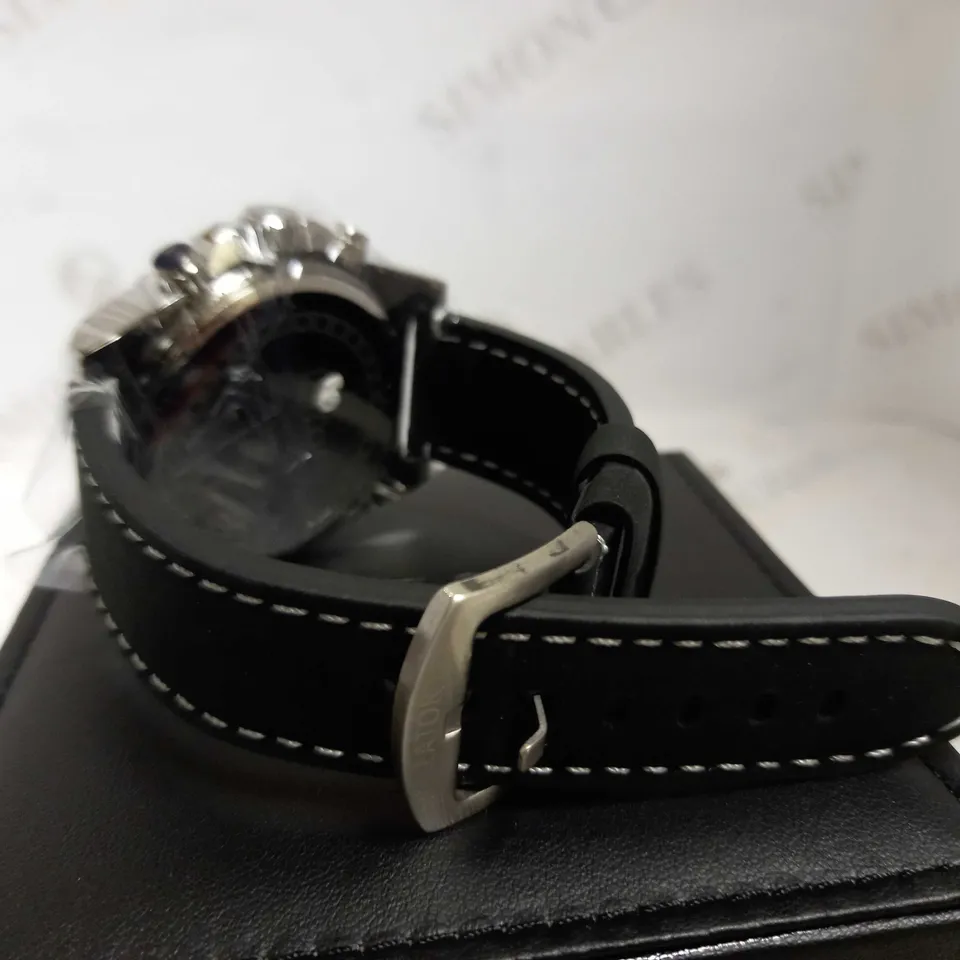 LATOR CALIBRE BLUE TRIPLE DIAL LEATHER STRAP WATCH RRP £585