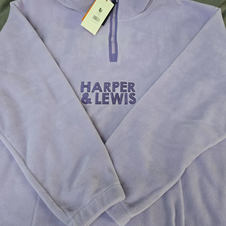 HARPER & LEWIS ELSA 1/4 ZIP FLEECE IN LAVENDER SIZE XL